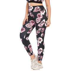 Rose Printed Workout Yoga Pants for Plus Size