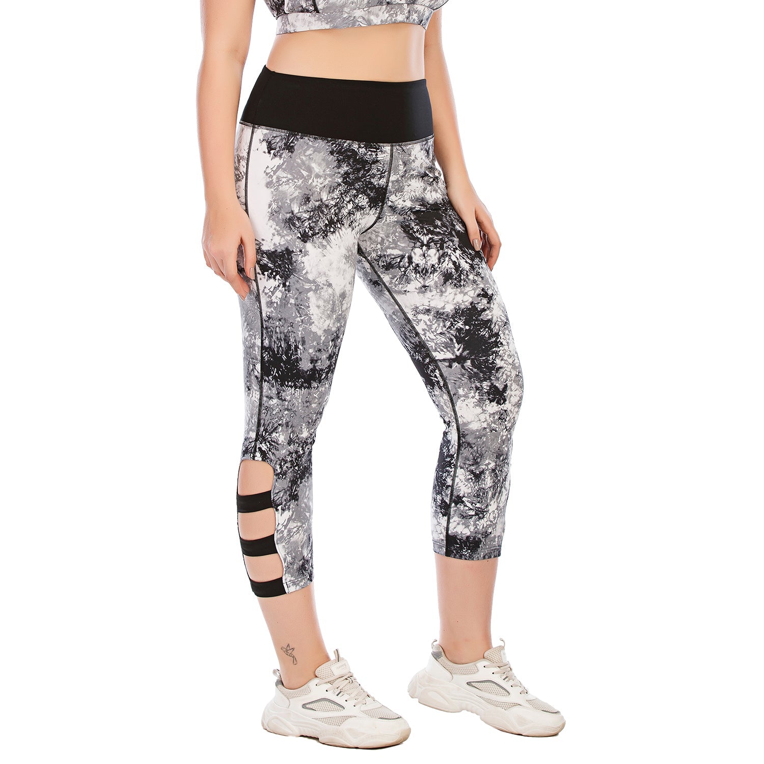 Capri Pants for Plus Size Yoga Leggings Tie Dye