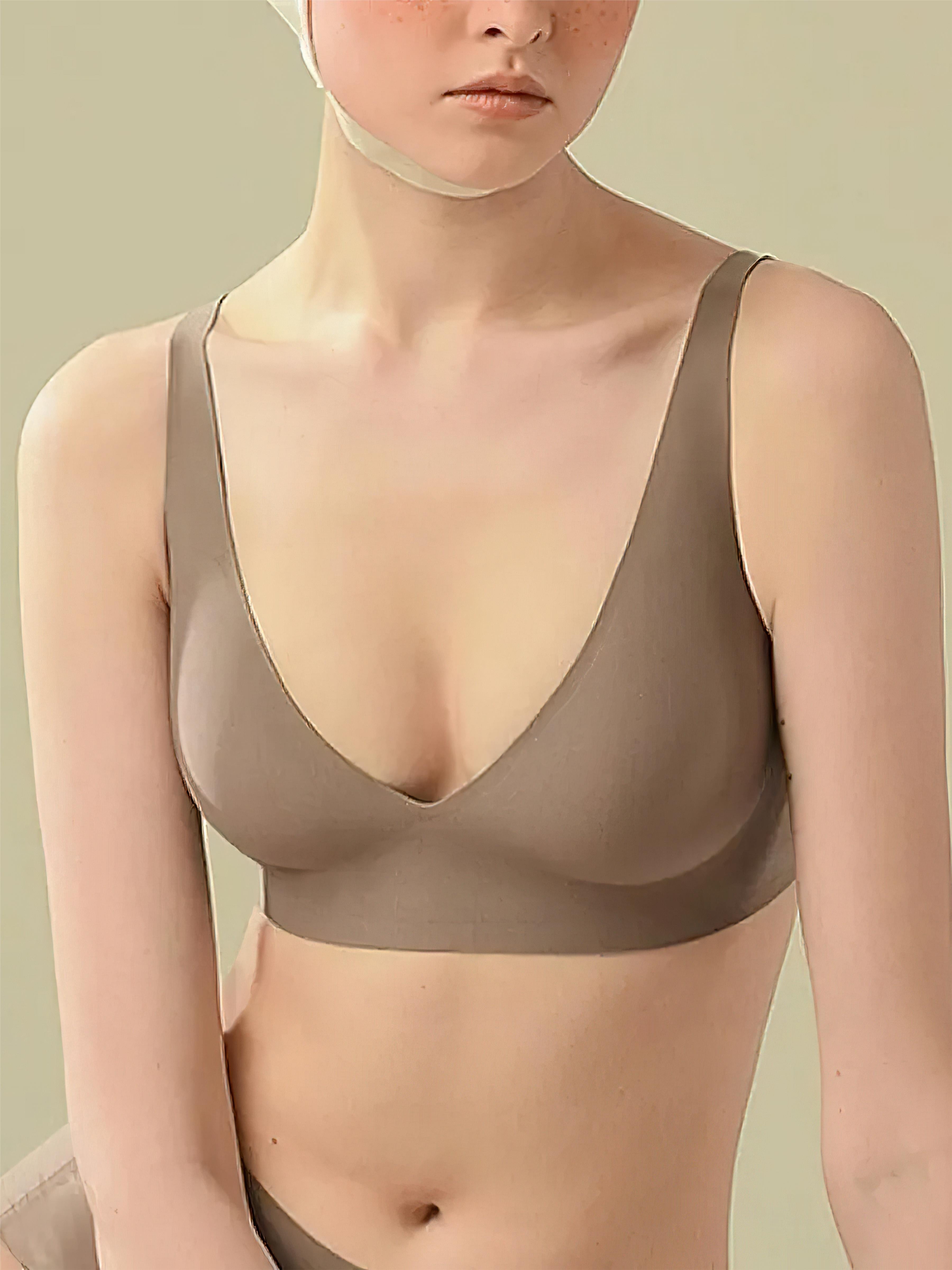 Basic French Push-up Wireless Bra RosyBrown