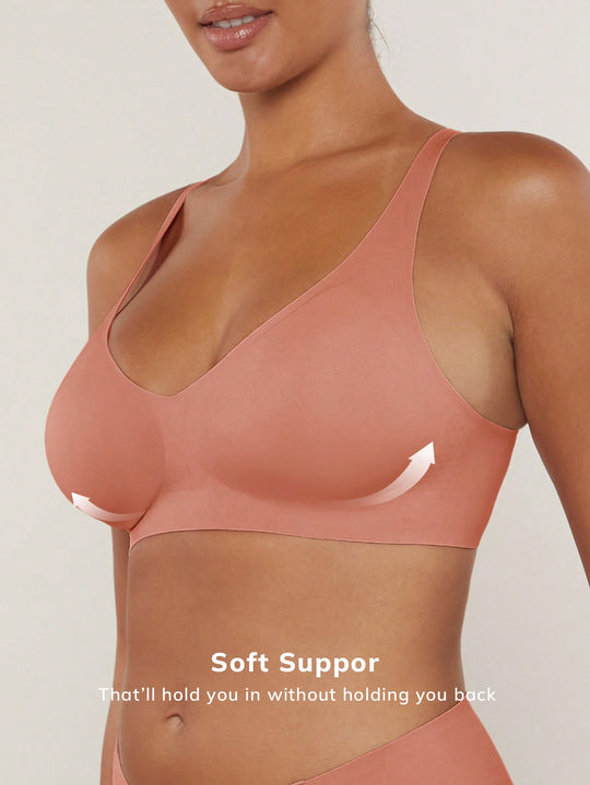 Wireless Plunge Lounge Bra Pink