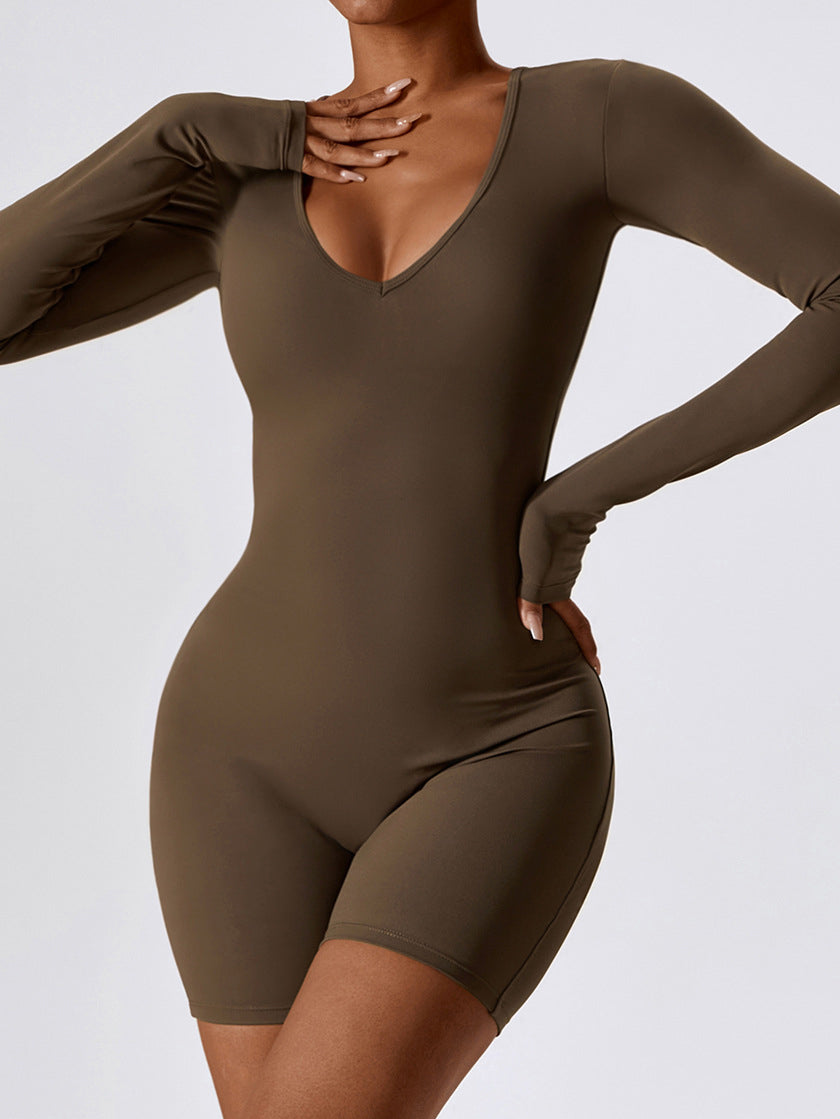 Air Cloud V-Neck Long Sleeve One Piece Jumpsuit