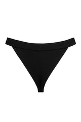 Black Ribbed High Rise Bikini Bottoms