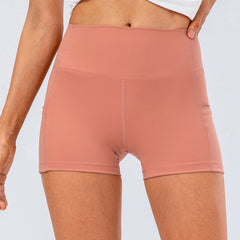 High Waisted Side Pocket Biker Shorts-Cloud