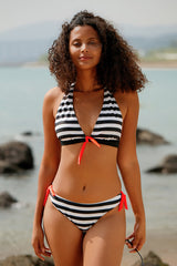 Revneu  Stripy Cute Tie Front Bikini Flash Sale