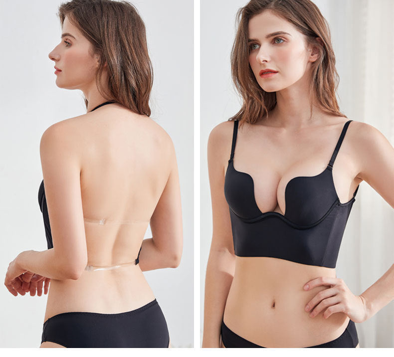 Underwire Deep V-Cup Multiway Push Up Backless Bra & Underwear Set