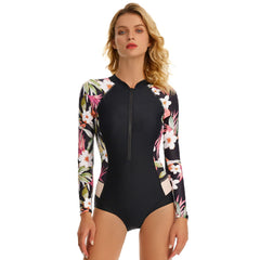 Rashguard One Piece Long Sleeve Swimsuit with Zipper