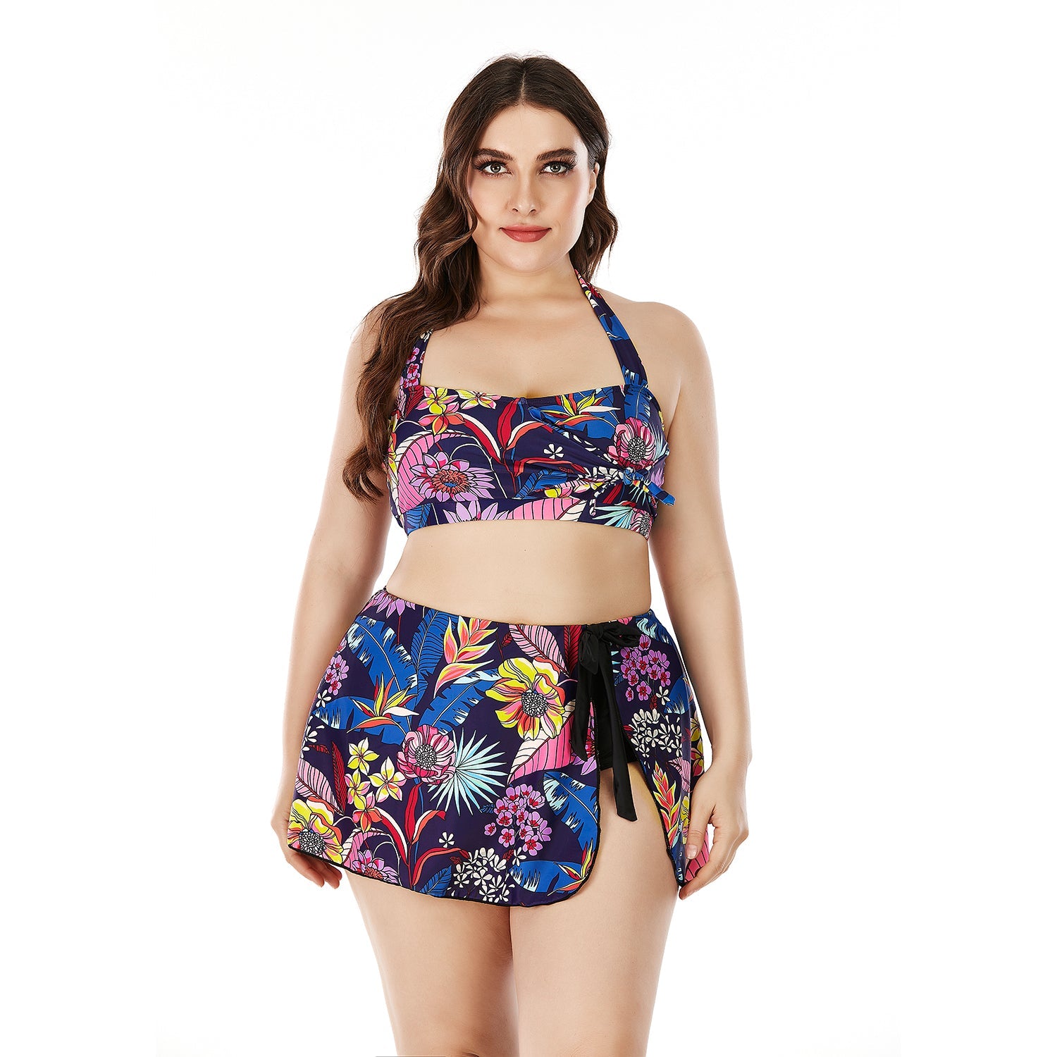 SiySiy Plus Size Swimwear Two Piece Swimsuit Top Apron High Waist Swimwear