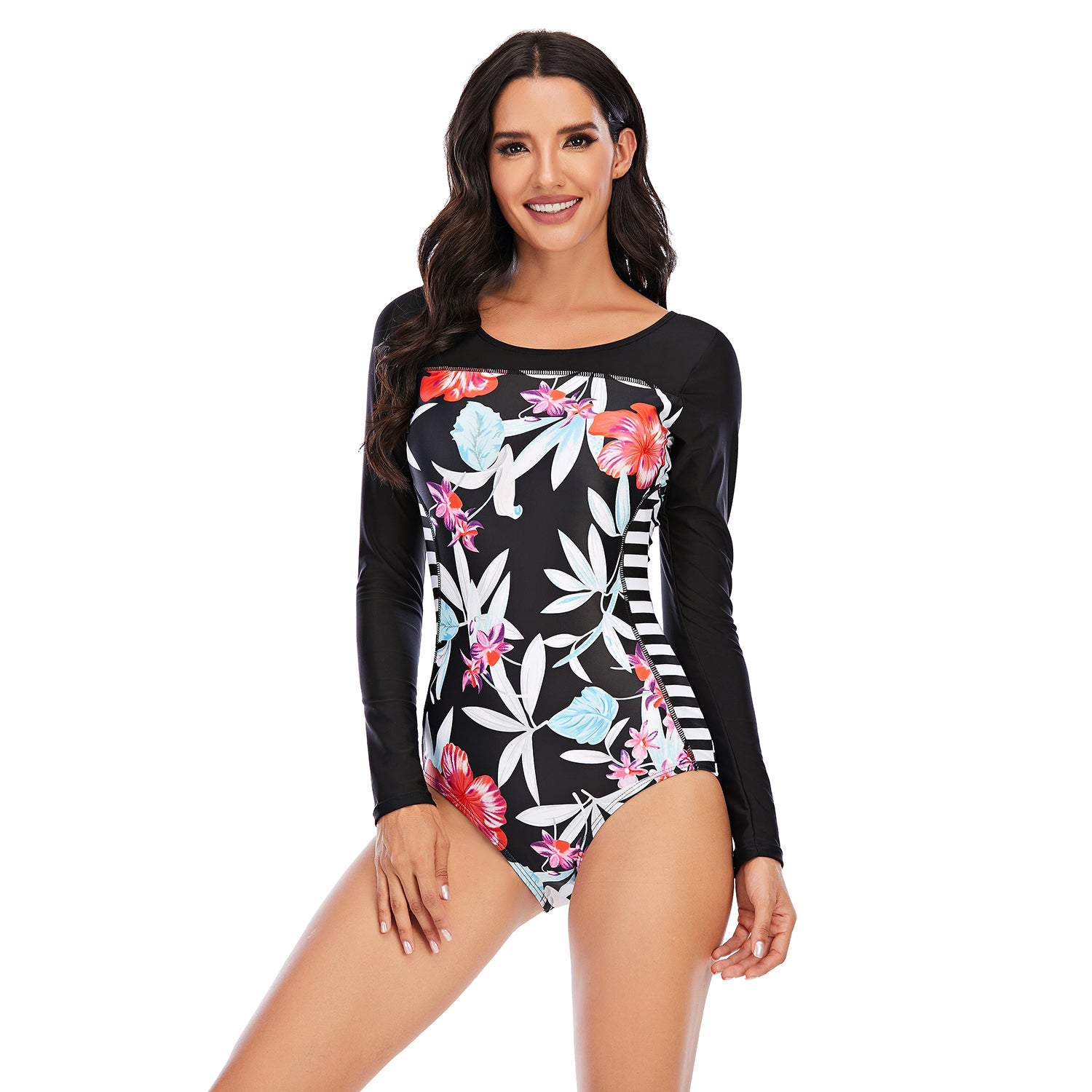 Swimwear One Piece Bathing Suit Rash Guard Zipper Swimsuit