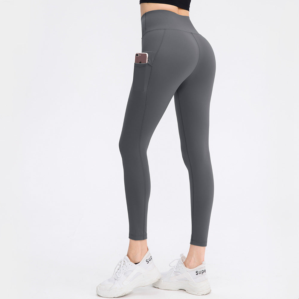 High Waisted Double Pocket Plain Leggings