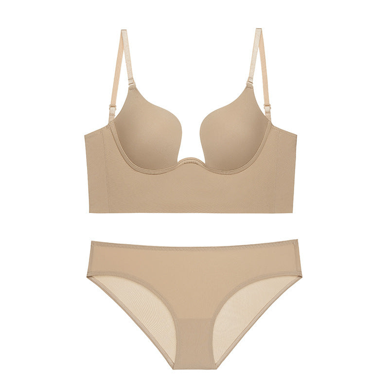 Underwire Deep V-Cup Multiway Push Up Backless Bra & Underwear Set