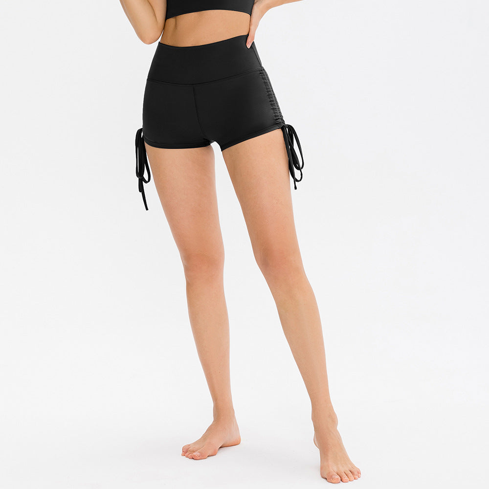 High Waisted Drawstring Plain Shorts