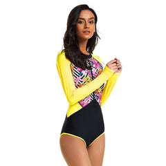 Long Sleeve Bathing Suit One Piece Zipper Swimsuit