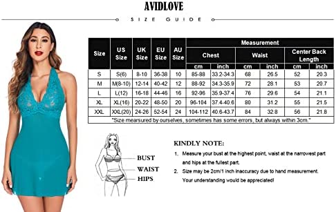 Avidlove Lingerie Halter Chemise Lace Babydoll Mesh Nightwear V Neck Teddy