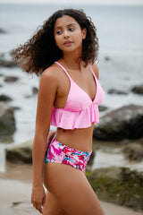 Revneu  Floral Print Falbala Sweet Beach Bikini