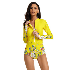 Yellow Swimsuit Long Sleeve Bathing Suit Beachwear