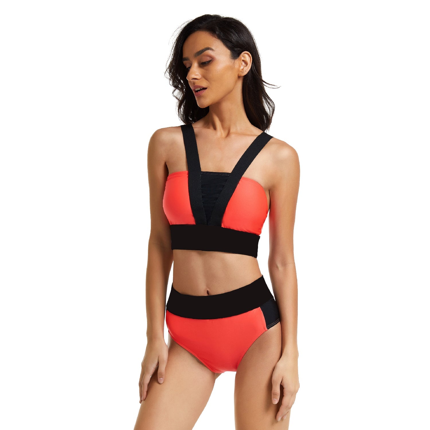 Swimwear Bikini Halter Top with High Waist Bottom