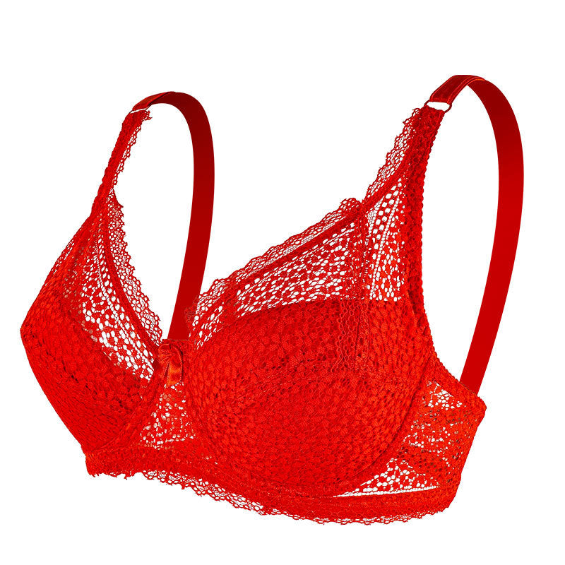 Lace plus size underwear, breathable and comfortable butterfly bow bra