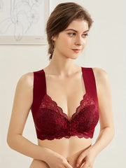 Lace Seamless Wirefree Push-up Pus size Full Coverage Bra Red