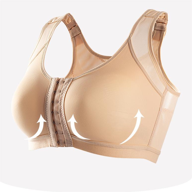 Plus Size Front Closure Adjustable Sports Wireless Bra for Post-Operation Support