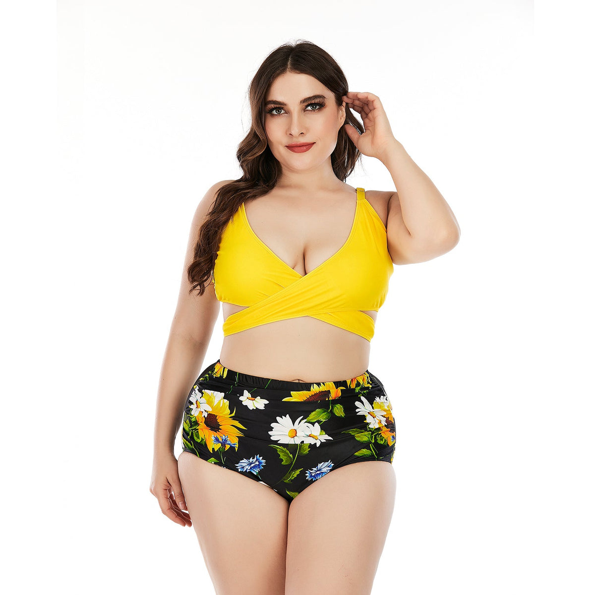 Plus Size printing High Waist Bikini Swimsuit