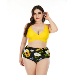 Plus Size printing High Waist Bikini Swimsuit