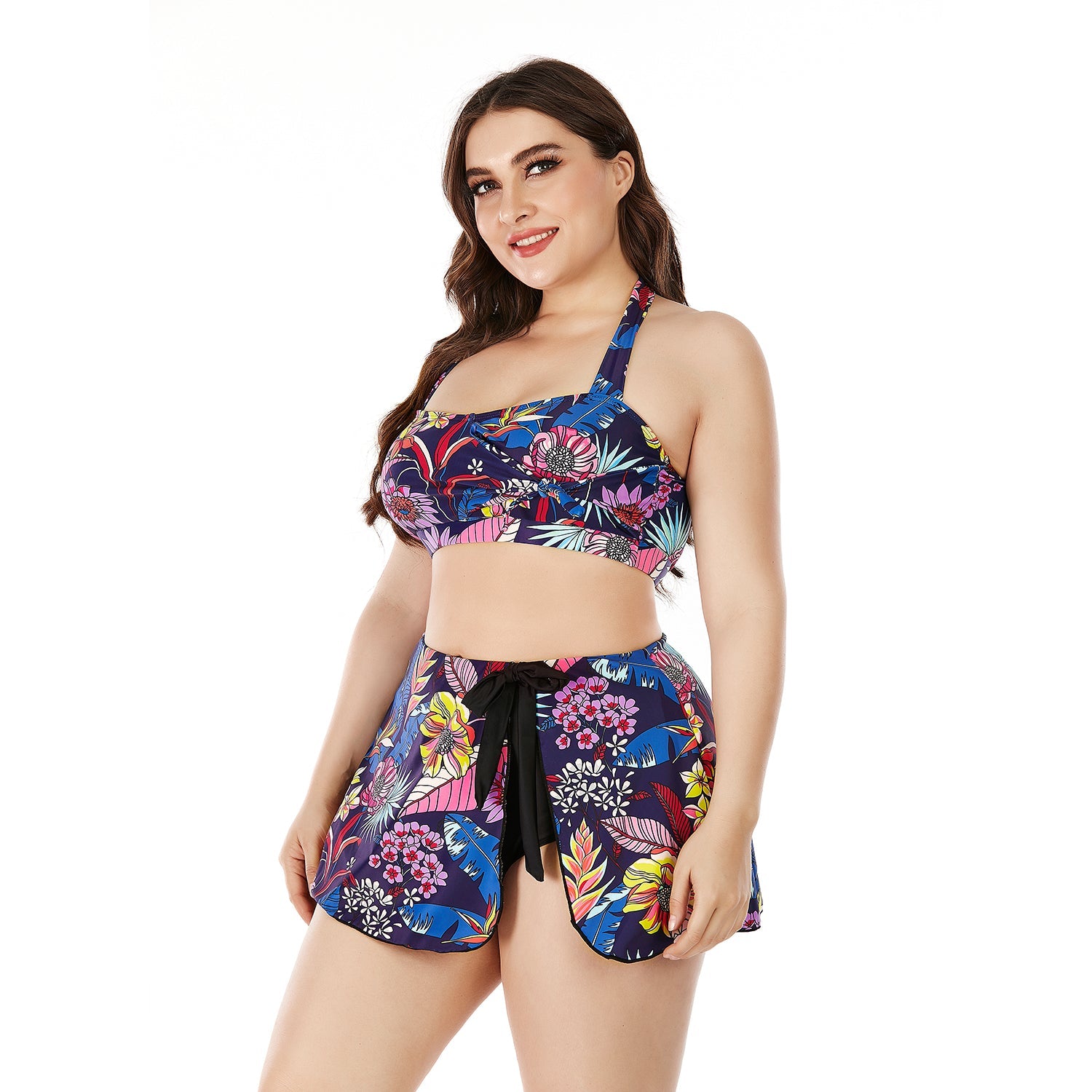 SiySiy Plus Size Swimwear Two Piece Swimsuit Top Apron High Waist Swimwear