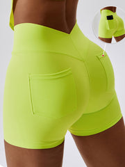 Back V Pocket Srcunch Yoga Shorts