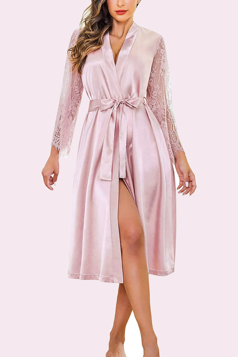 Avidlove Floral Lace Kimono Robe Long Sleeves Dressing Gown Bathrobe Bride Robe Nightwear