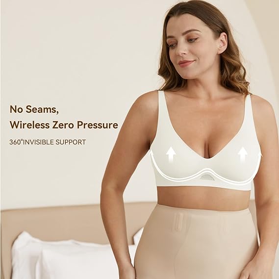 Smooth Comfortable Breathable Mesh Cool Feeling Wireless Bra White