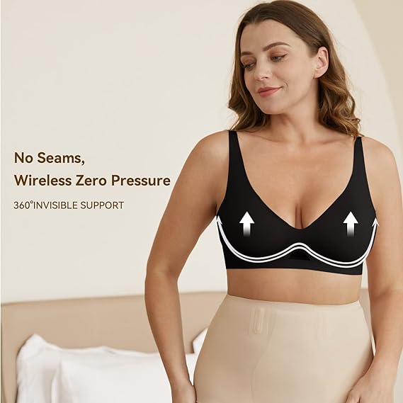 Smooth Comfortable Breathable Mesh Cool Feeling Wireless Bra Black