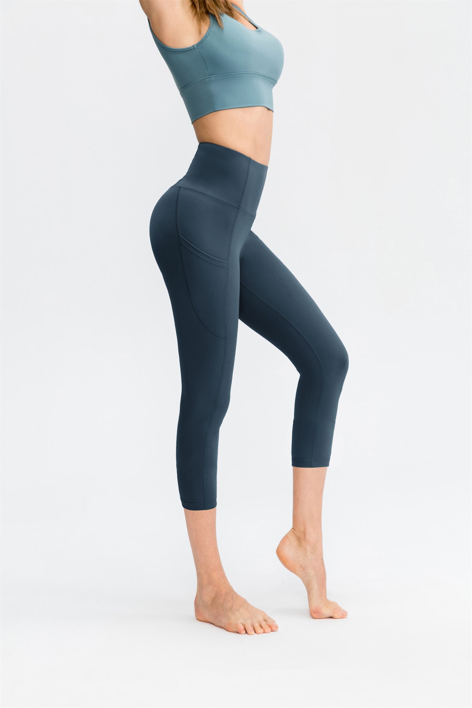 Cropped High Waist Pocket Sport Leggings