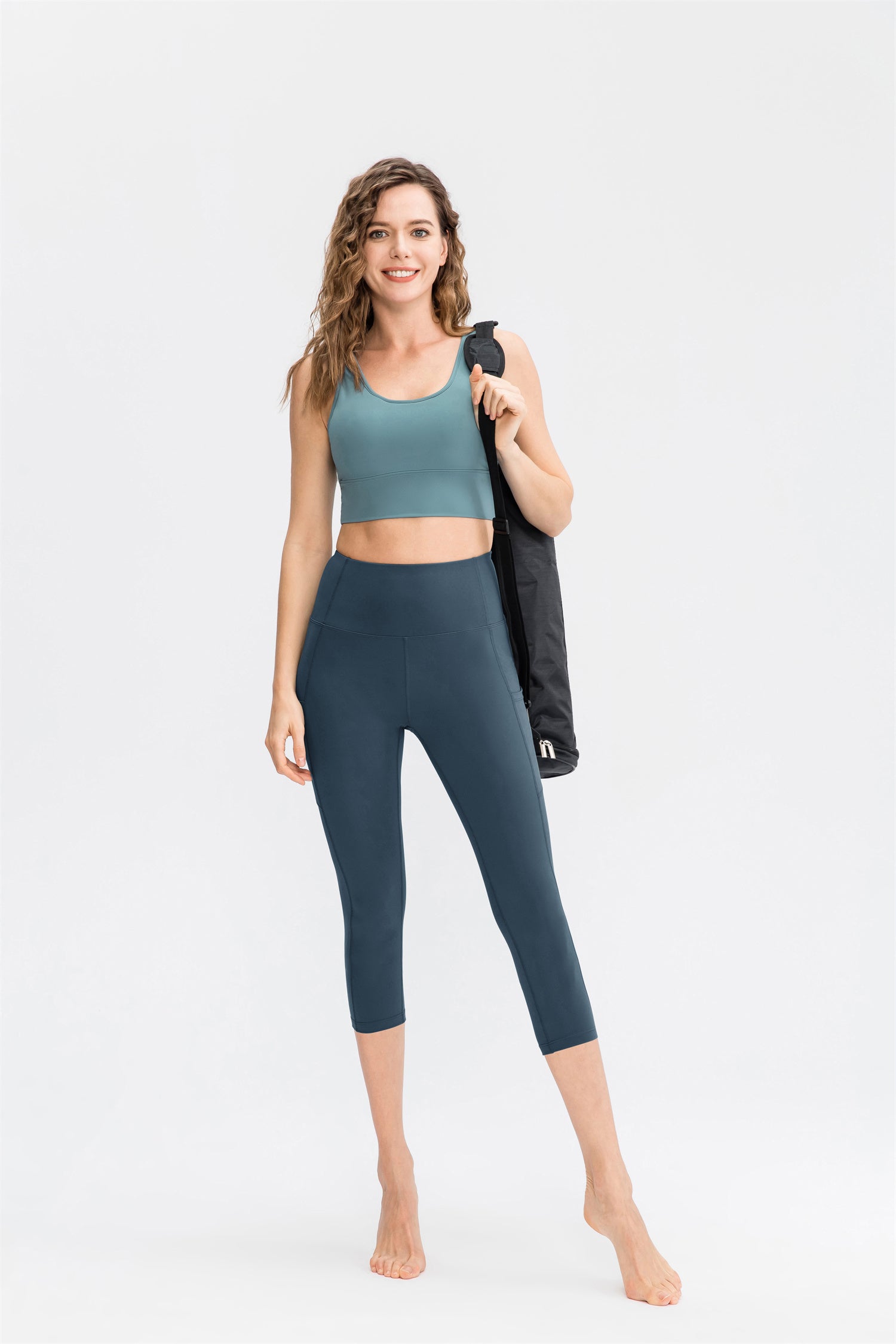 Cropped High Waist Pocket Sport Leggings