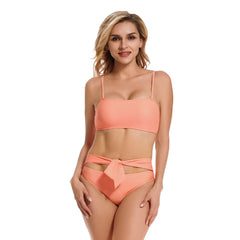 Bikini Set Pink Color Triangle Two Piece Swimsuit