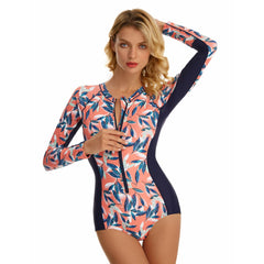 Floral Printed Swimsuit Long Sleeve Swimming Suit