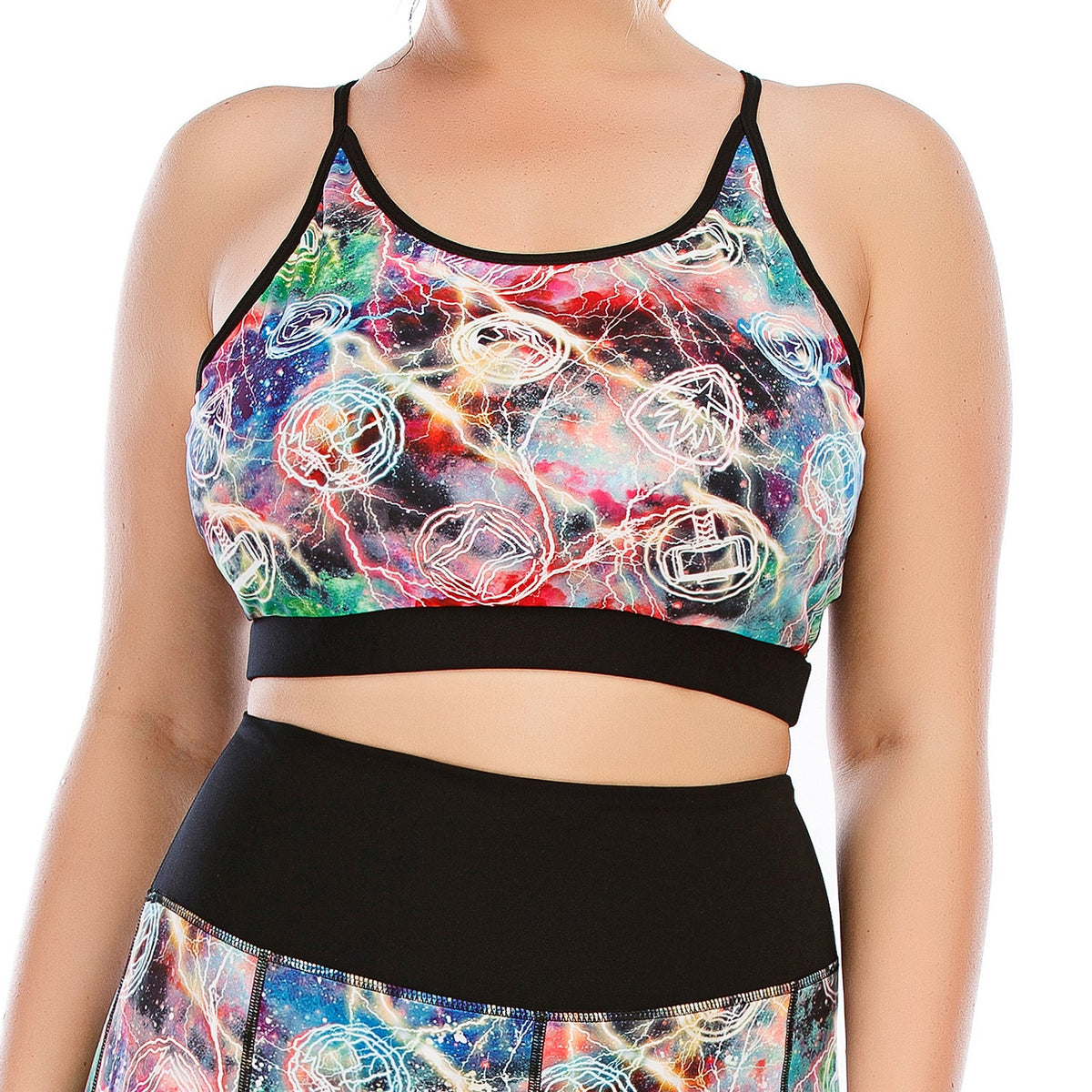 Plus Size Printed Workout Tops for Adjustable Shoulder Strap