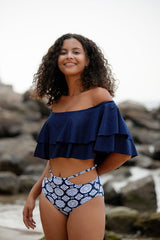 Girly Ruffled Graphic Print Bikini