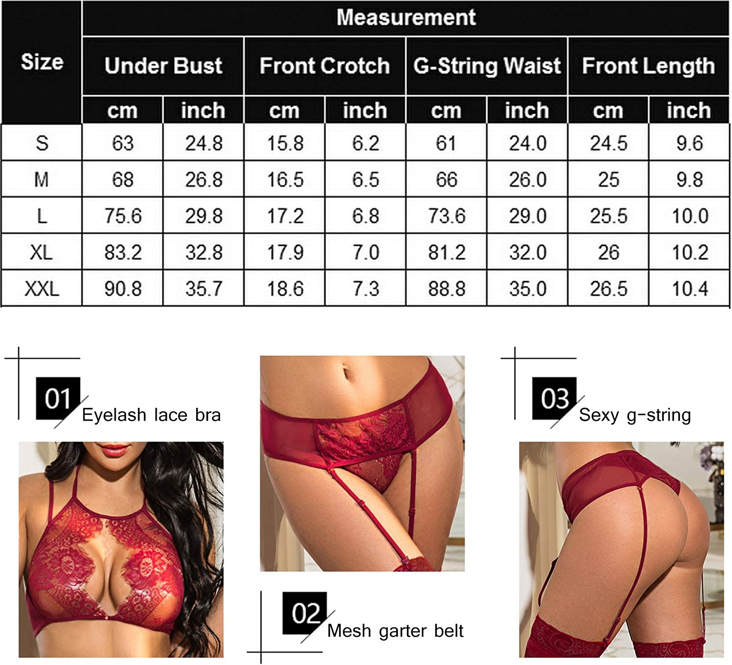 Avidlove Lace Lingerie Set with Garter Belts Lace Teddy Babydoll Bodysuit (NO Stockings)