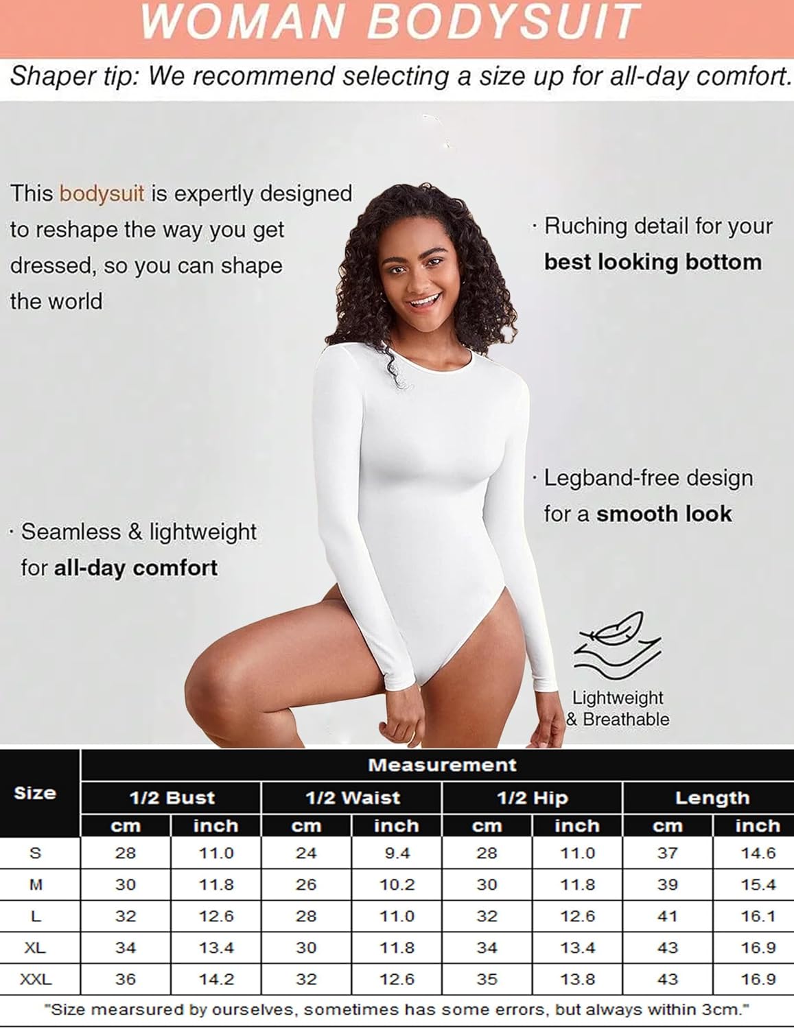 Avidlove Bodysuit for Crew Neck Long Sleeve Tops Shapewear Tummy Control Seamless Shaper