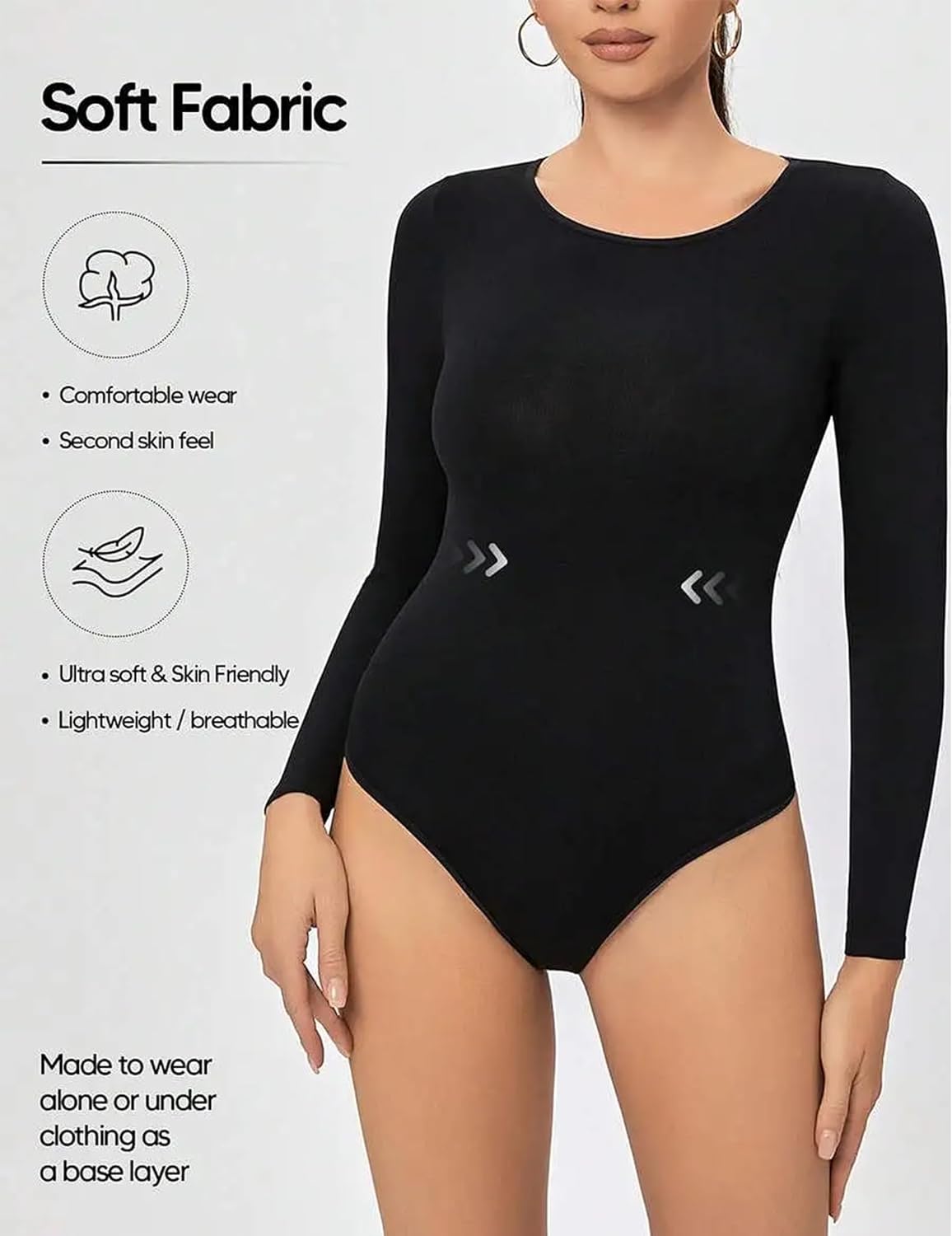 Avidlove Bodysuit for Crew Neck Long Sleeve Tops Shapewear Tummy Control Seamless Shaper