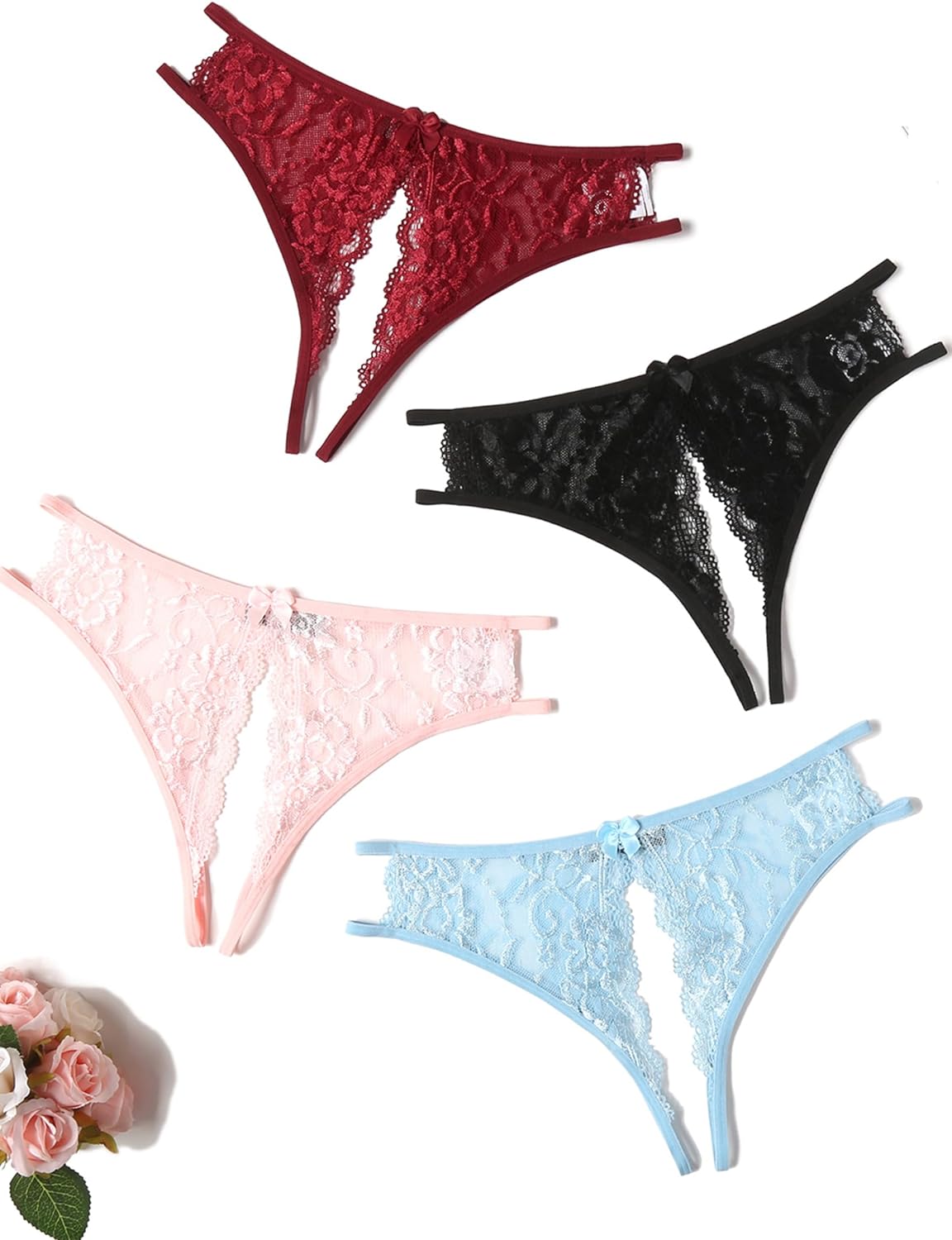 Avidlove Lace Panties Underwear Floral Lace Briefs with Cute Bow Center