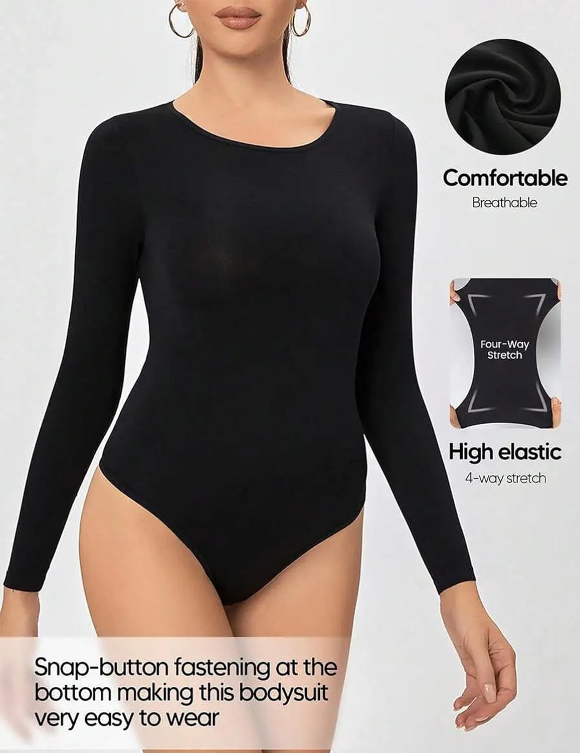 Avidlove Bodysuit for Crew Neck Long Sleeve Tops Shapewear Tummy Control Seamless Shaper