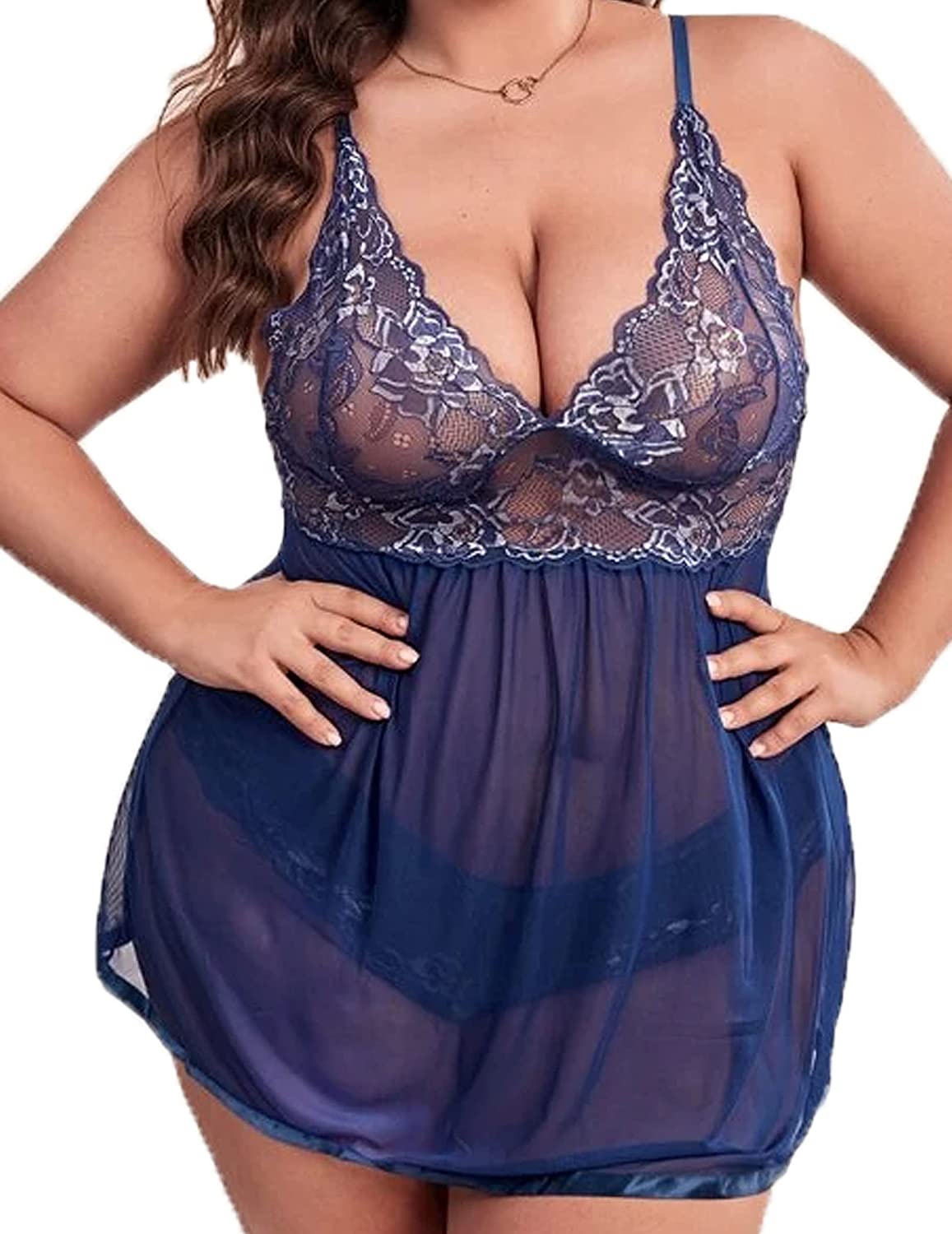 Avidlove Plus Size Lingerie for Mesh Babydoll Chemise Lace Pregnant Boudoir Outfits