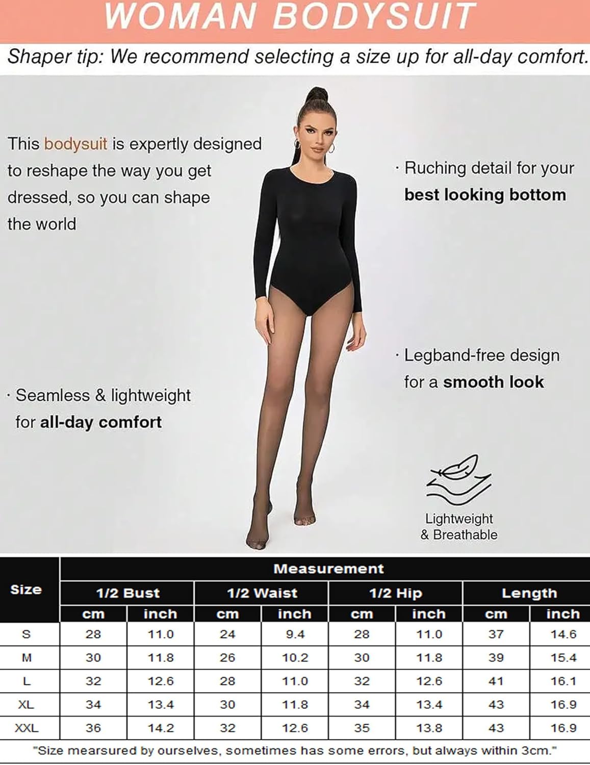 Avidlove Bodysuit for Crew Neck Long Sleeve Tops Shapewear Tummy Control Seamless Shaper