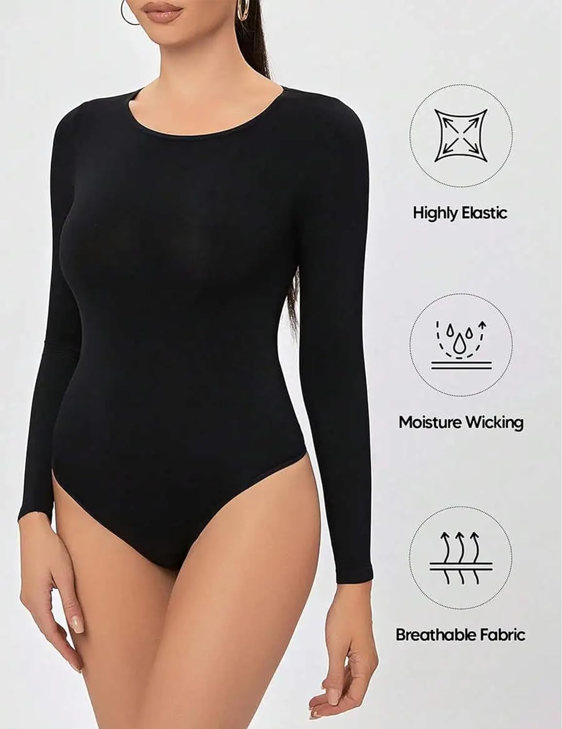 Avidlove Bodysuit for Crew Neck Long Sleeve Tops Shapewear Tummy Control Seamless Shaper