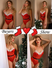 Avidlove Christmas Lingerie Lace Bodysuit Snap Crotch Teddy Lingerie