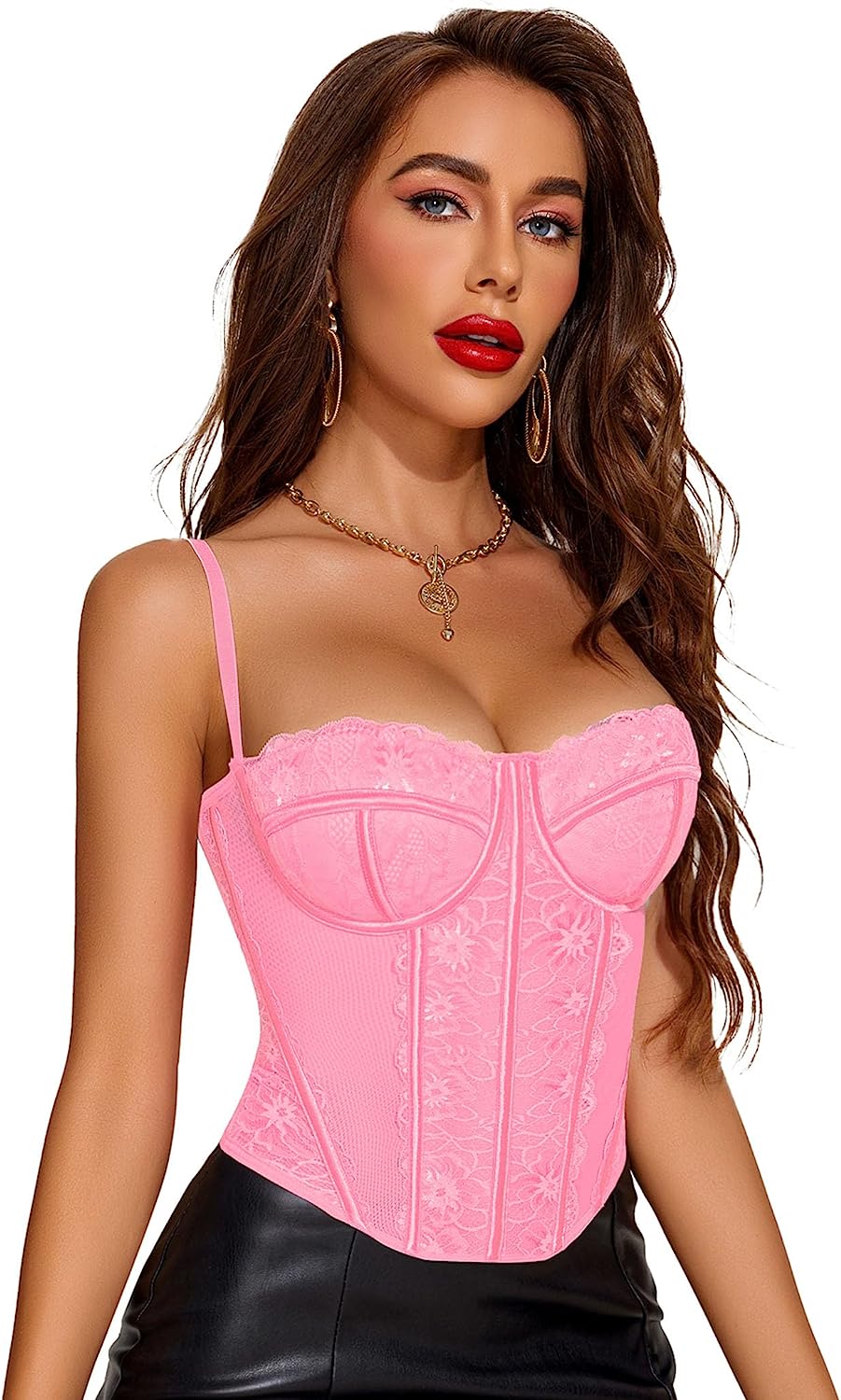 Avidlove Lace Corset Top Corset Tops Bustier Tops for Going Out Vintage Spaghetti Strap Party
