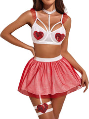 Avidlove Lingerie Set for Halloween Cupid Costumes Two Pieces Push Up Lingerie Outfits with Underwire