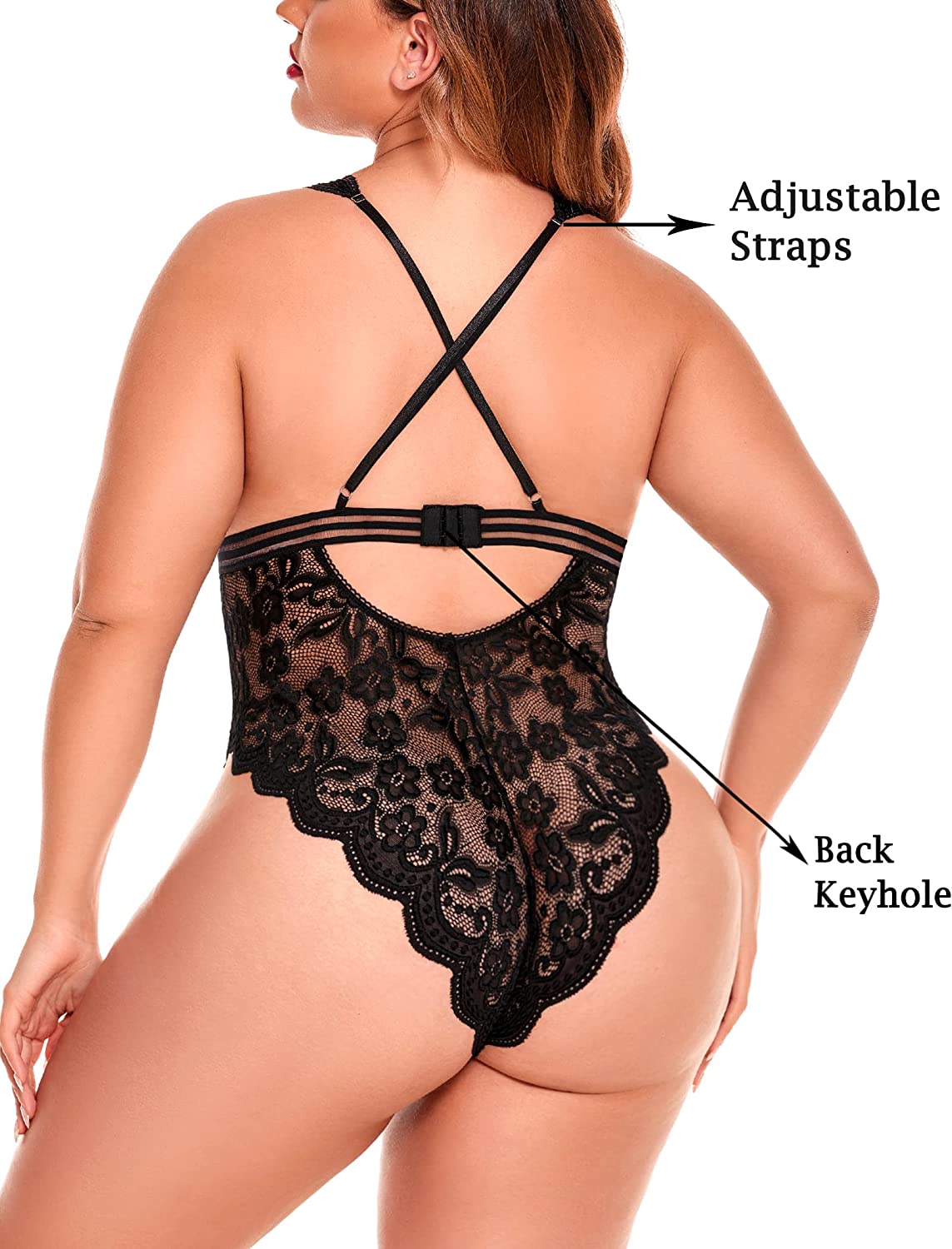 Avidlove Plus Size Lingerie Snap Crotch Teddy Bodysuit One Piece Lace Babydoll 14-24 Plus