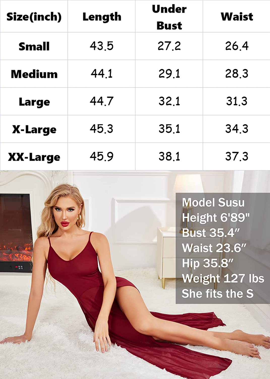 Avidlove Plus Size Dress For Babydoll Mesh Maxi Nightdress Strappy Exotic Sleepwear Side Slits