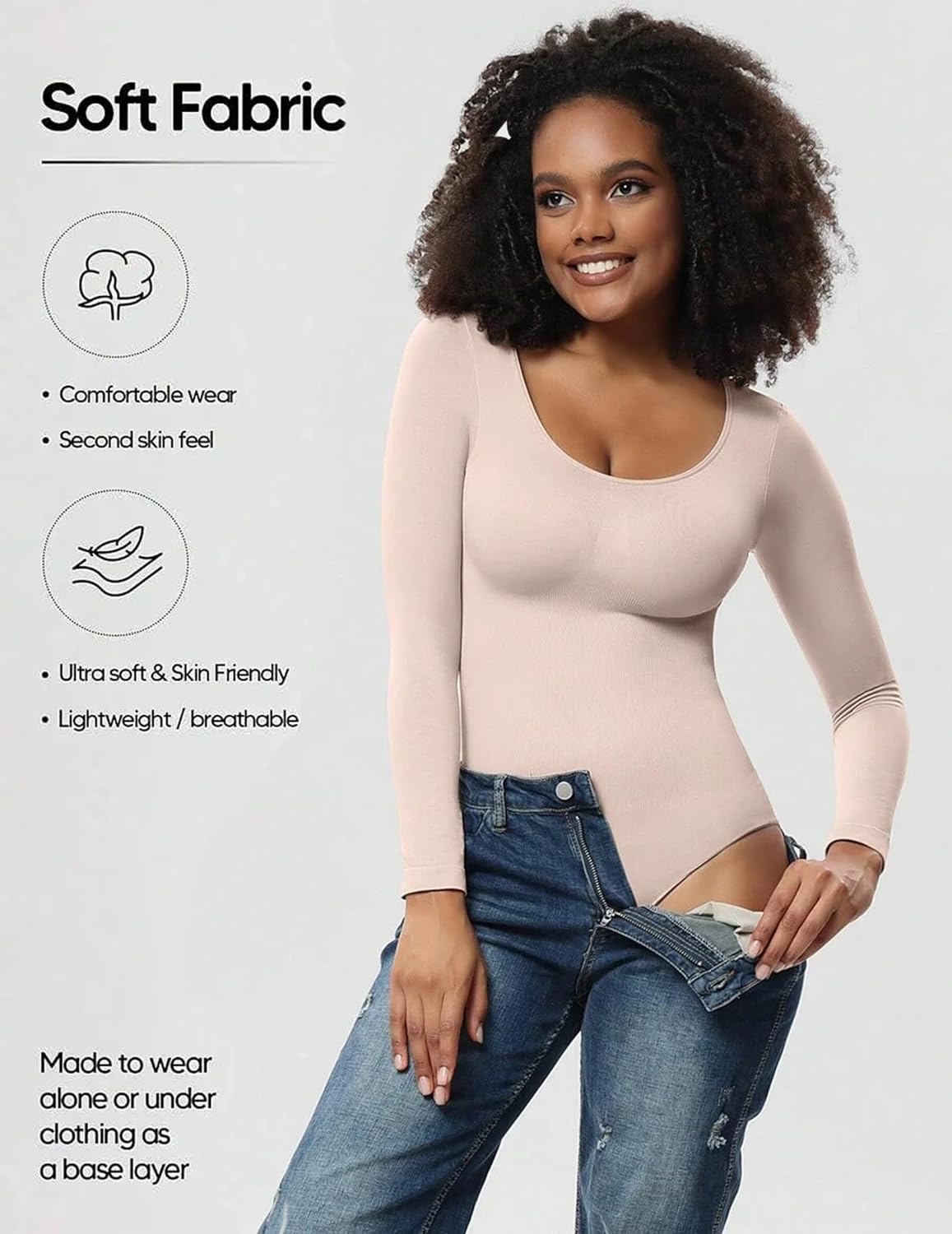 Avidlove Bodysuit for Crew Neck Long Sleeve Tops Shapewear Tummy Control Seamless Shaper